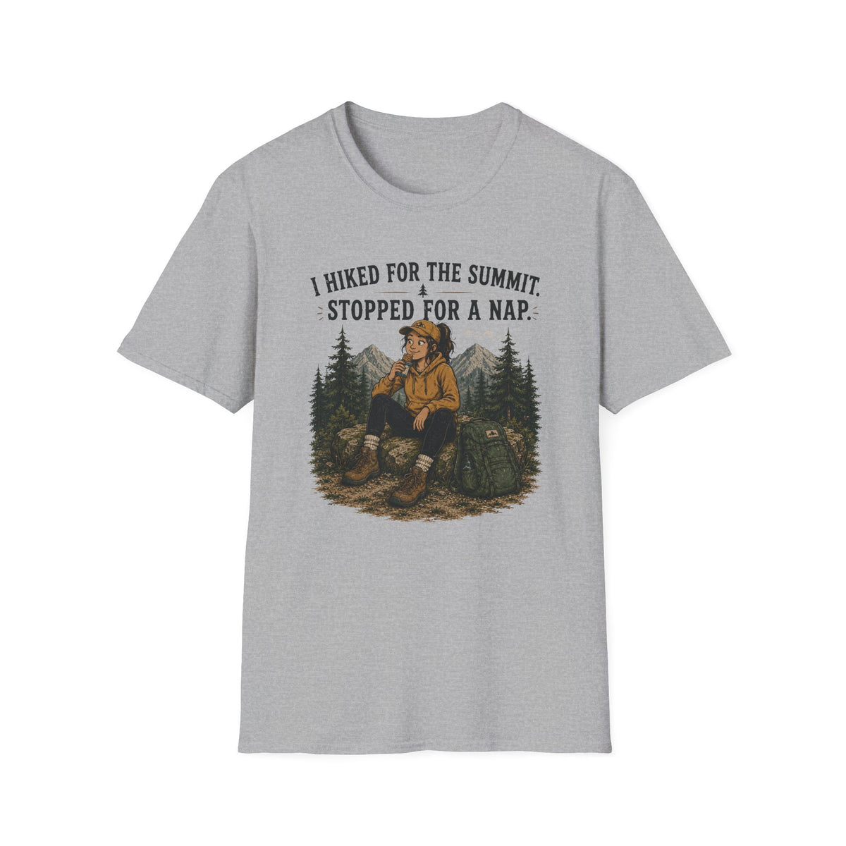 Hiking Nap T-Shirt — "I Hiked for the Summit, Stopped for a Nap" Outdoor Tee