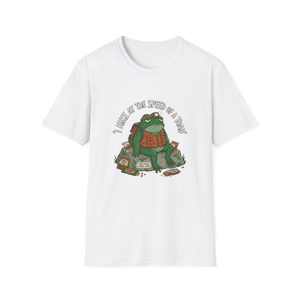 Toad Fishing T‑Shirt — "I Hike at the Speed of a Toad" Cute Outdoors Graphic Tee