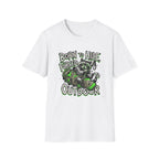 T-Shirt — "Born to Hide, Forced to Be Outdoor" Raccoon Graphic Tee