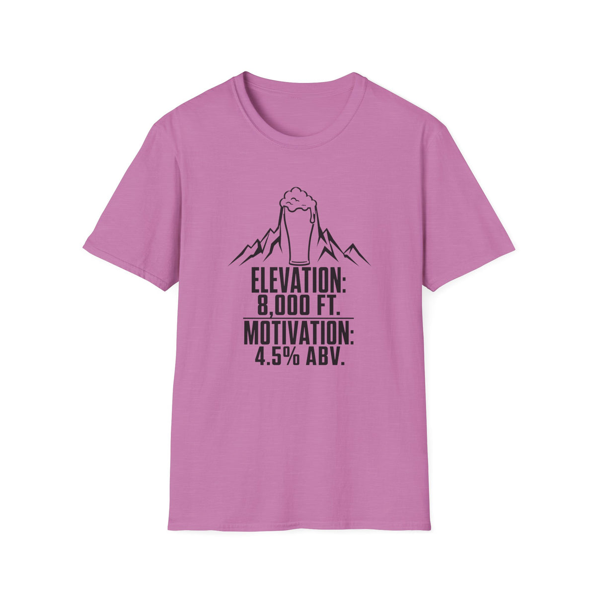 T-Shirt — "Elevation: 8,000 ft. Motivation: 4.5% ABV" Mountain Beer Tee