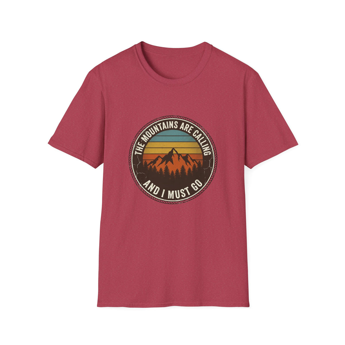 Mountains Are Calling T-Shirt — Vintage Sunset Hiking Tee