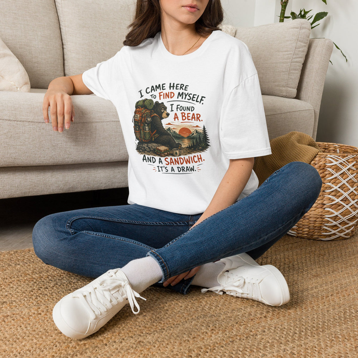 T-Shirt — “I Came Here to Find Myself, I Found a Bear” Hiking Graphic Tee
