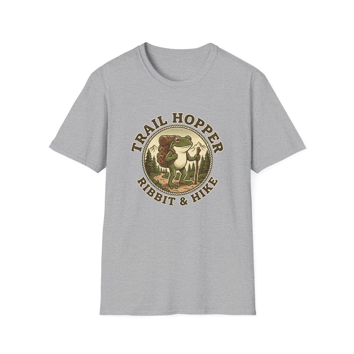 Trail Hopper T-Shirt — 'Trail Hopper Ribbit & Hike' Frog Hiking Graphic Tee
