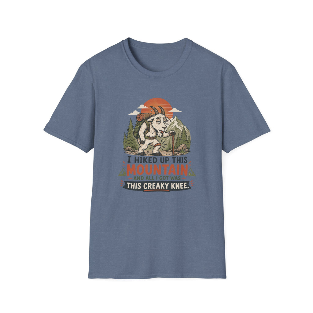 Hiking Goat T-Shirt — "I Hiked Up This Mountain" Funny Outdoors Tee