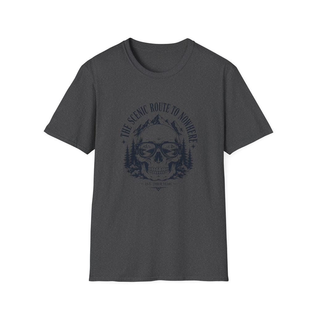 Scenic Route To Nowhere Skull T-Shirt — Vintage Mountain Adventure Tee