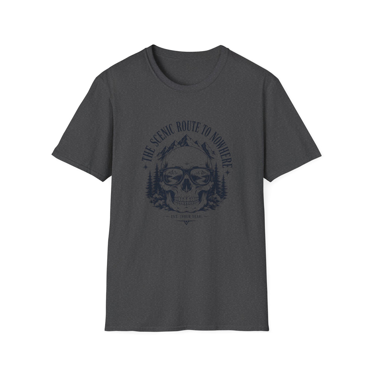 Scenic Route To Nowhere Skull T-Shirt — Vintage Mountain Adventure Tee