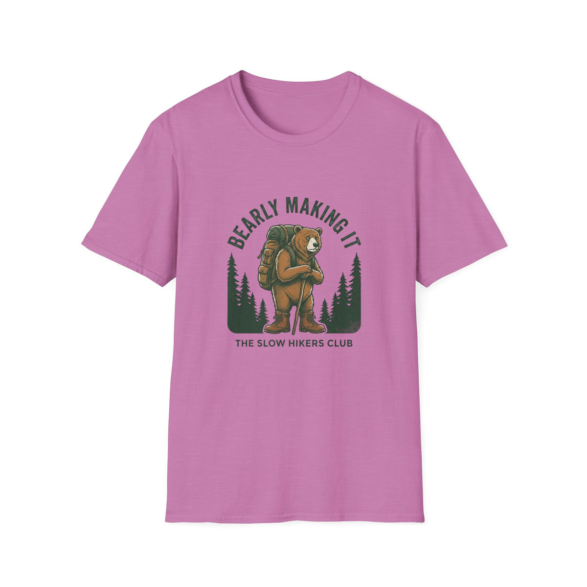 Bear Backpacker T‑Shirt — "Bearly Making It" Camping Graphic Tee