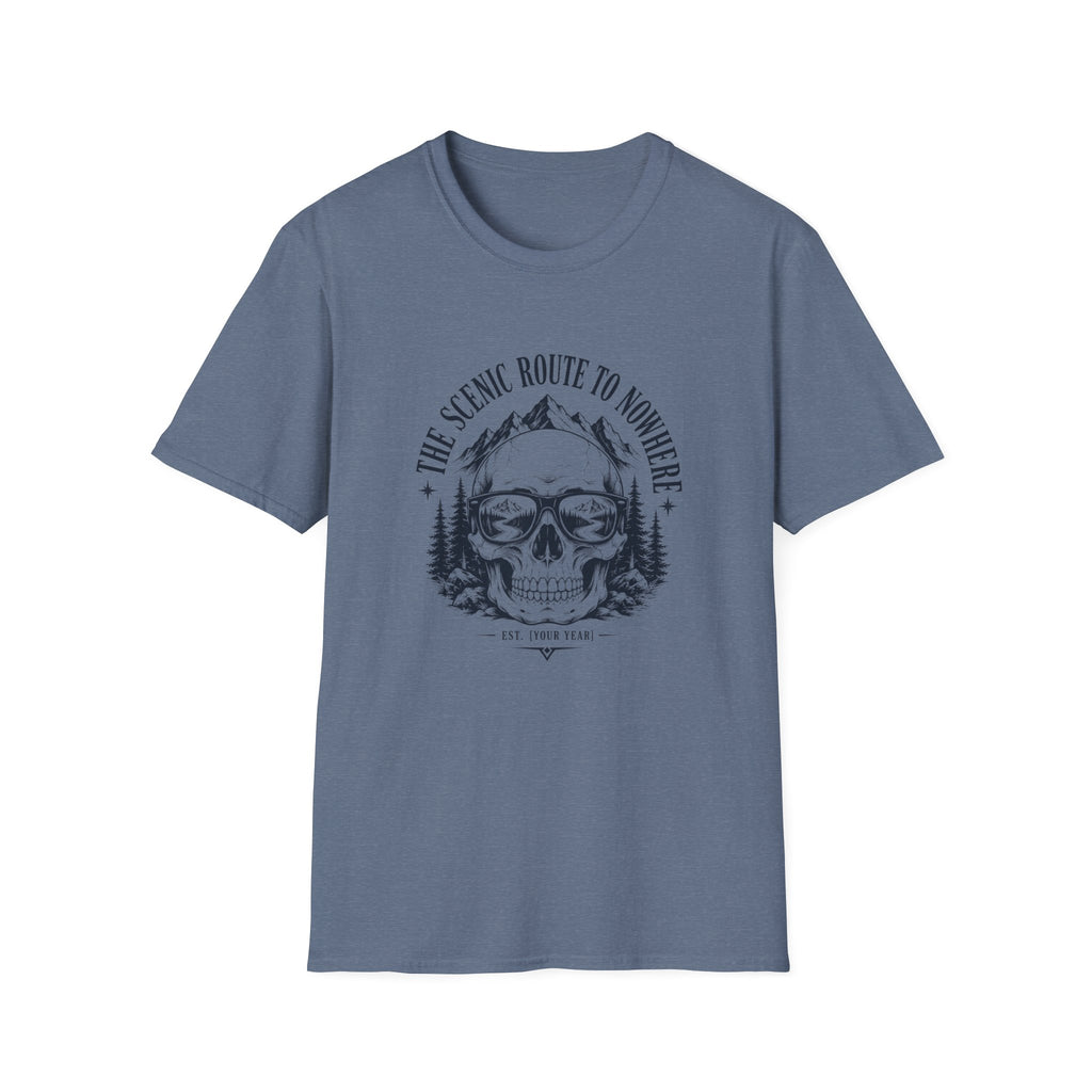 Scenic Route To Nowhere Skull T-Shirt — Vintage Mountain Adventure Tee