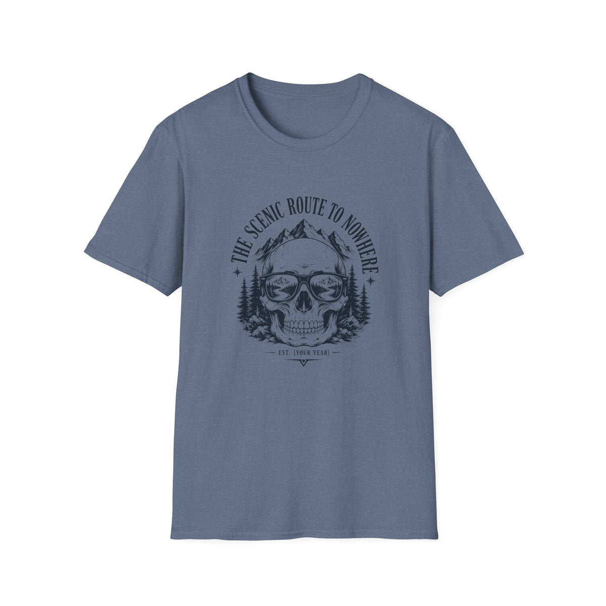 Scenic Route To Nowhere Skull T-Shirt — Vintage Mountain Adventure Tee