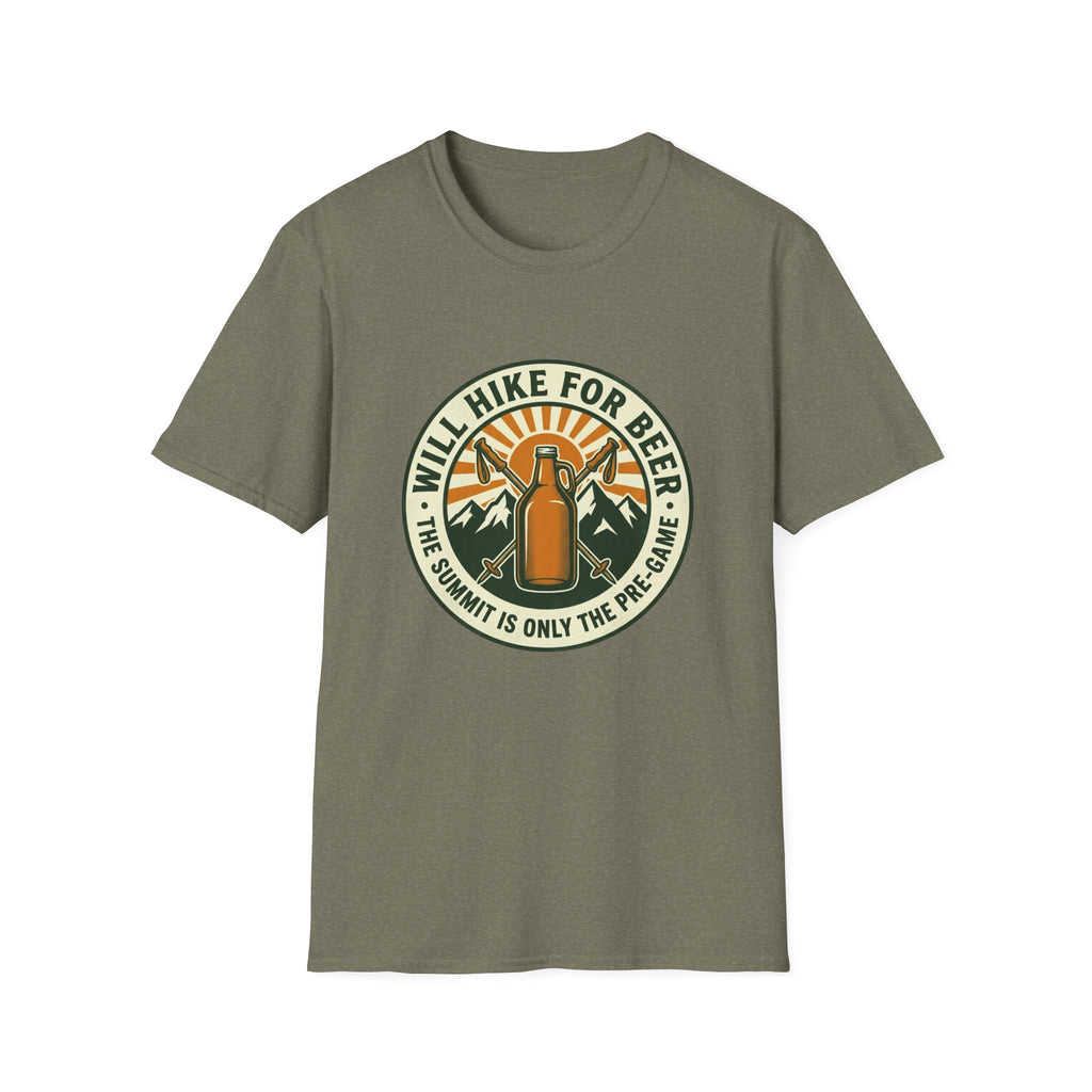 Hiking Beer T-Shirt — "Will Hike For Beer" Outdoor Adventure Tee