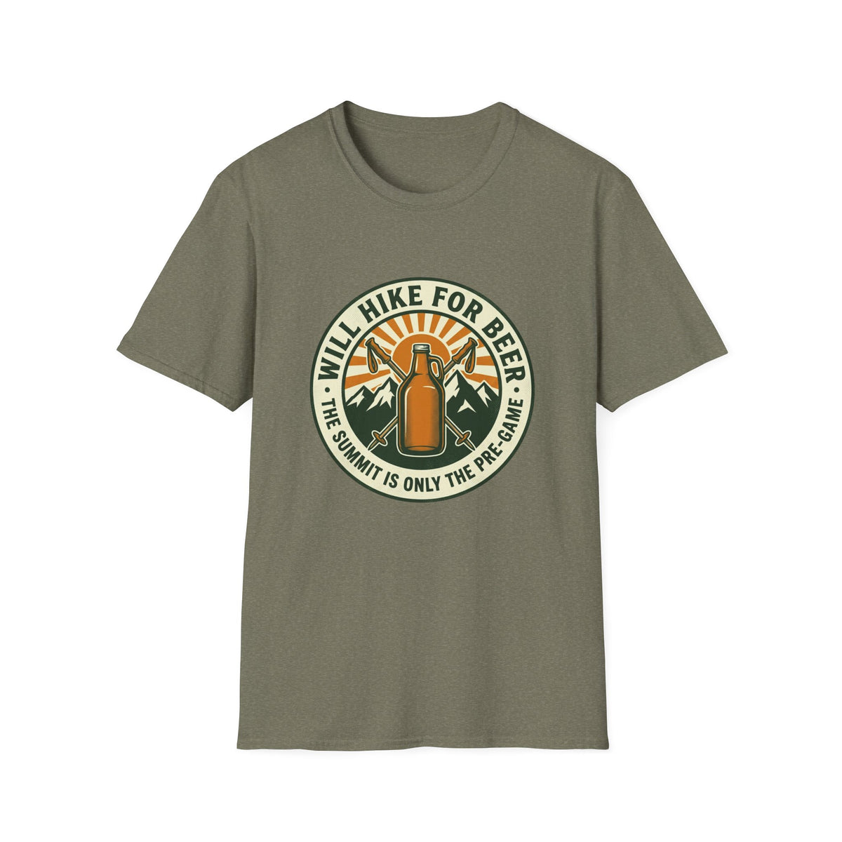 Hiking Beer T-Shirt — "Will Hike For Beer" Outdoor Adventure Tee