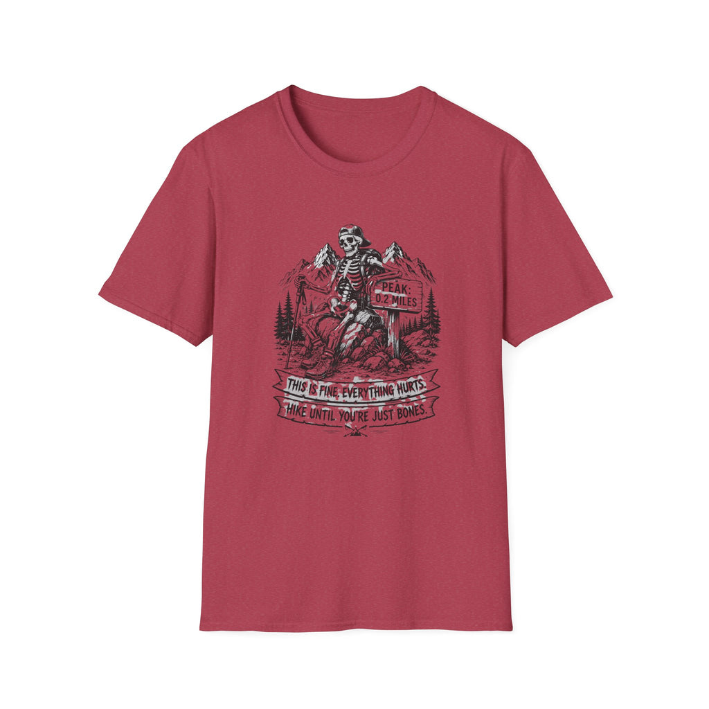 T-Shirt — Skeleton Hiker 'Peak: 0.2 Miles' Vintage Mountain Tee