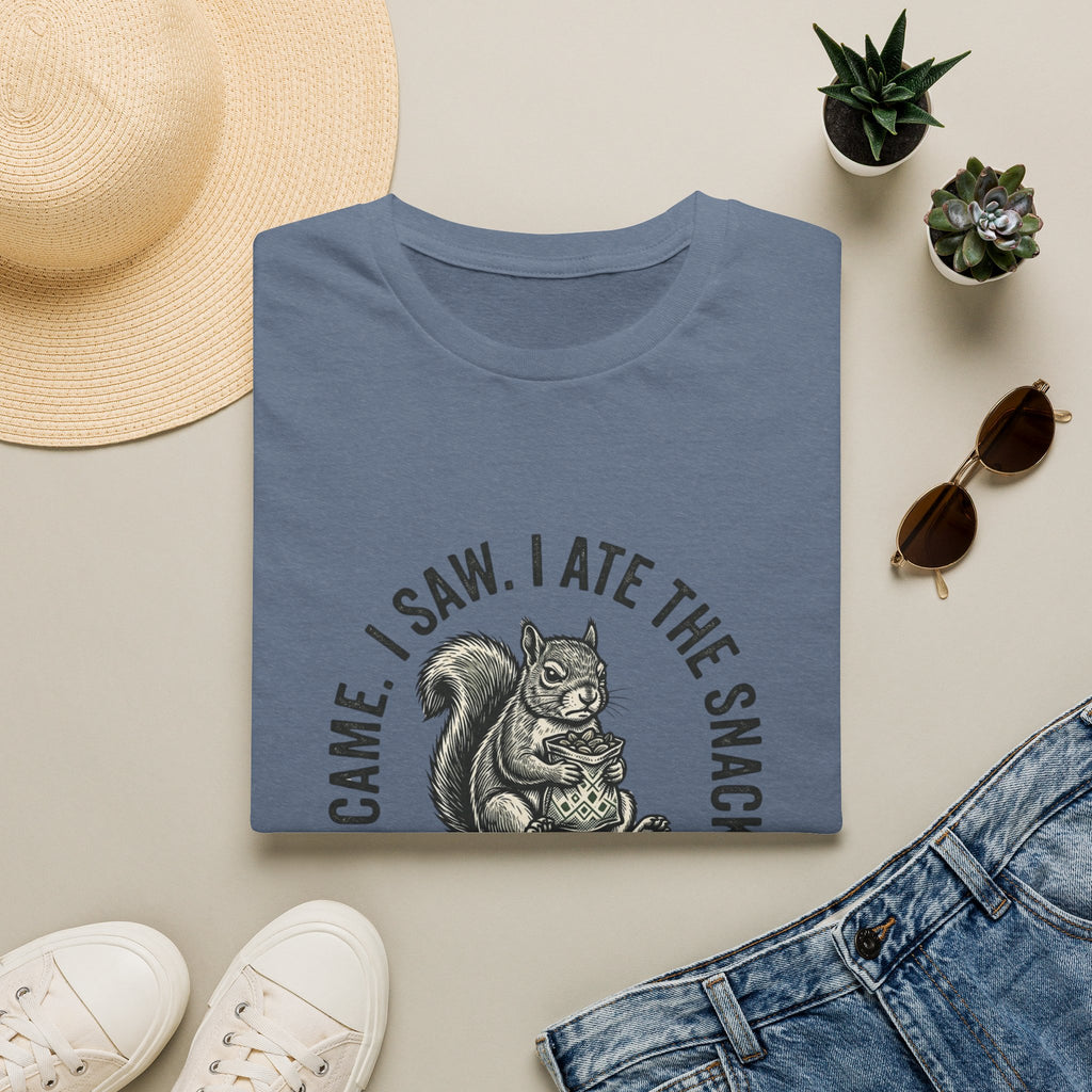 Squirrel Snack Tee — "Came. I Saw. I Ate The Snacks." Funny Wildlife Shirt