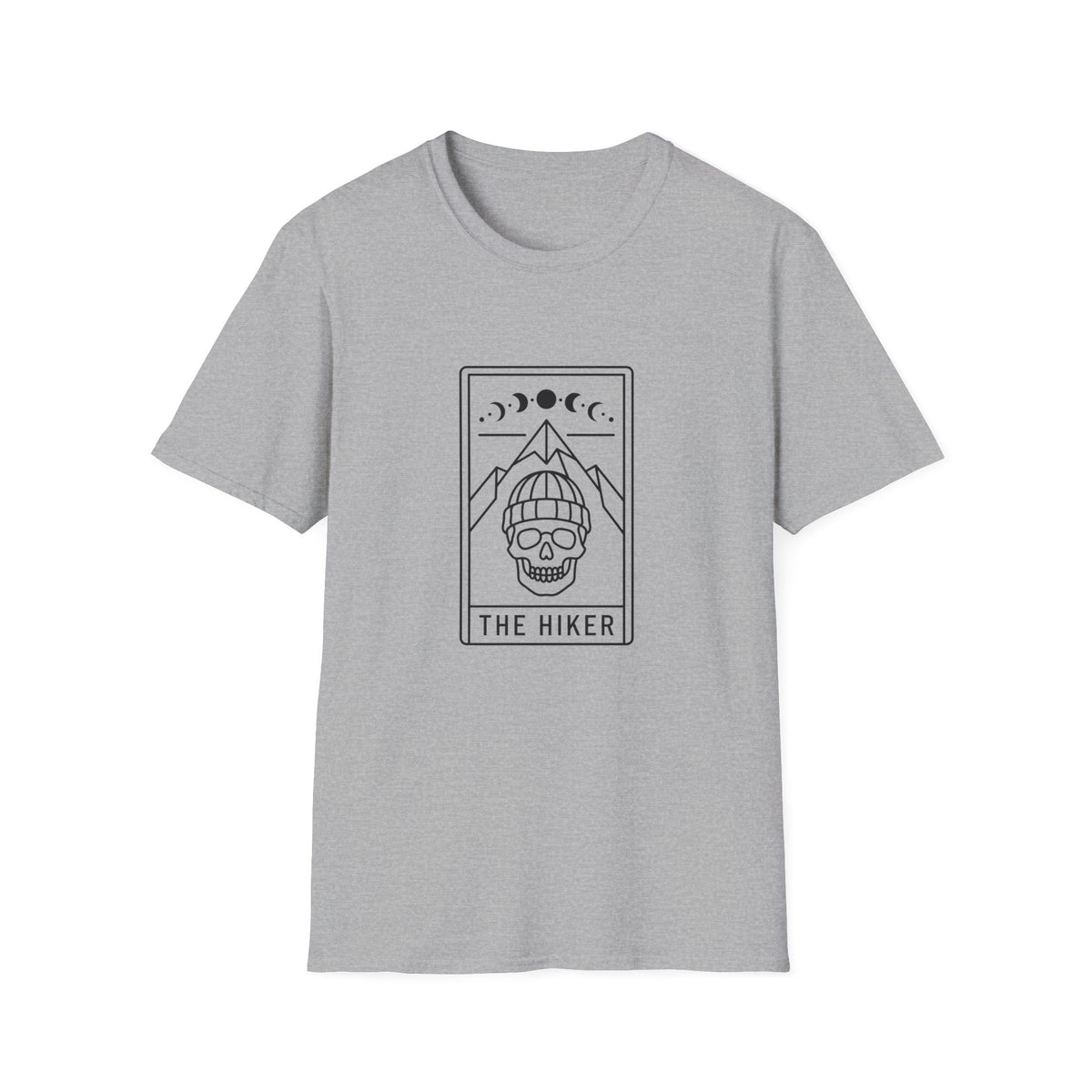 The Hiker T-Shirt — Mountain Beanie Graphic Tee with Moon Phases