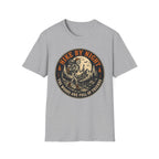 Hike By Night T‑Shirt — Retro Skeleton Night Hiker Graphic