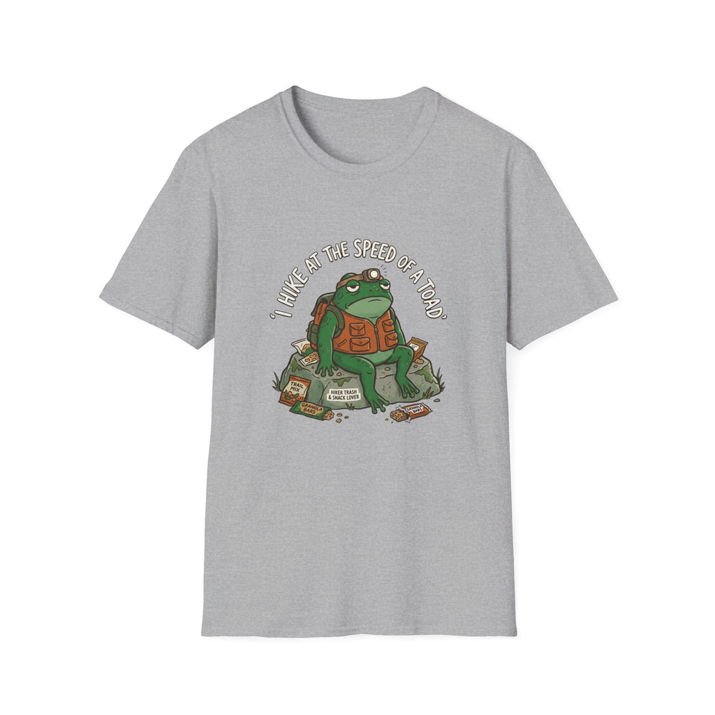 Toad Fishing T‑Shirt — "I Hike at the Speed of a Toad" Cute Outdoors Graphic Tee