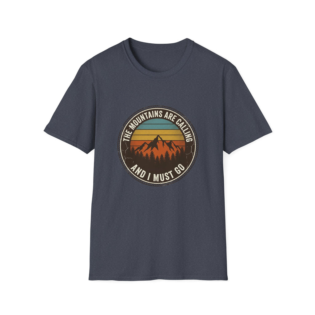 Mountains Are Calling T-Shirt — Vintage Sunset Hiking Tee