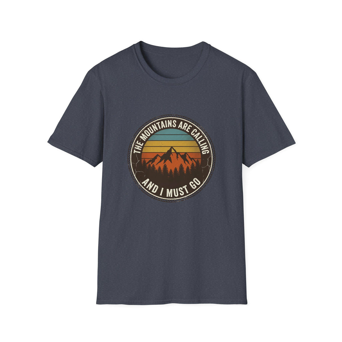 Mountains Are Calling T-Shirt — Vintage Sunset Hiking Tee