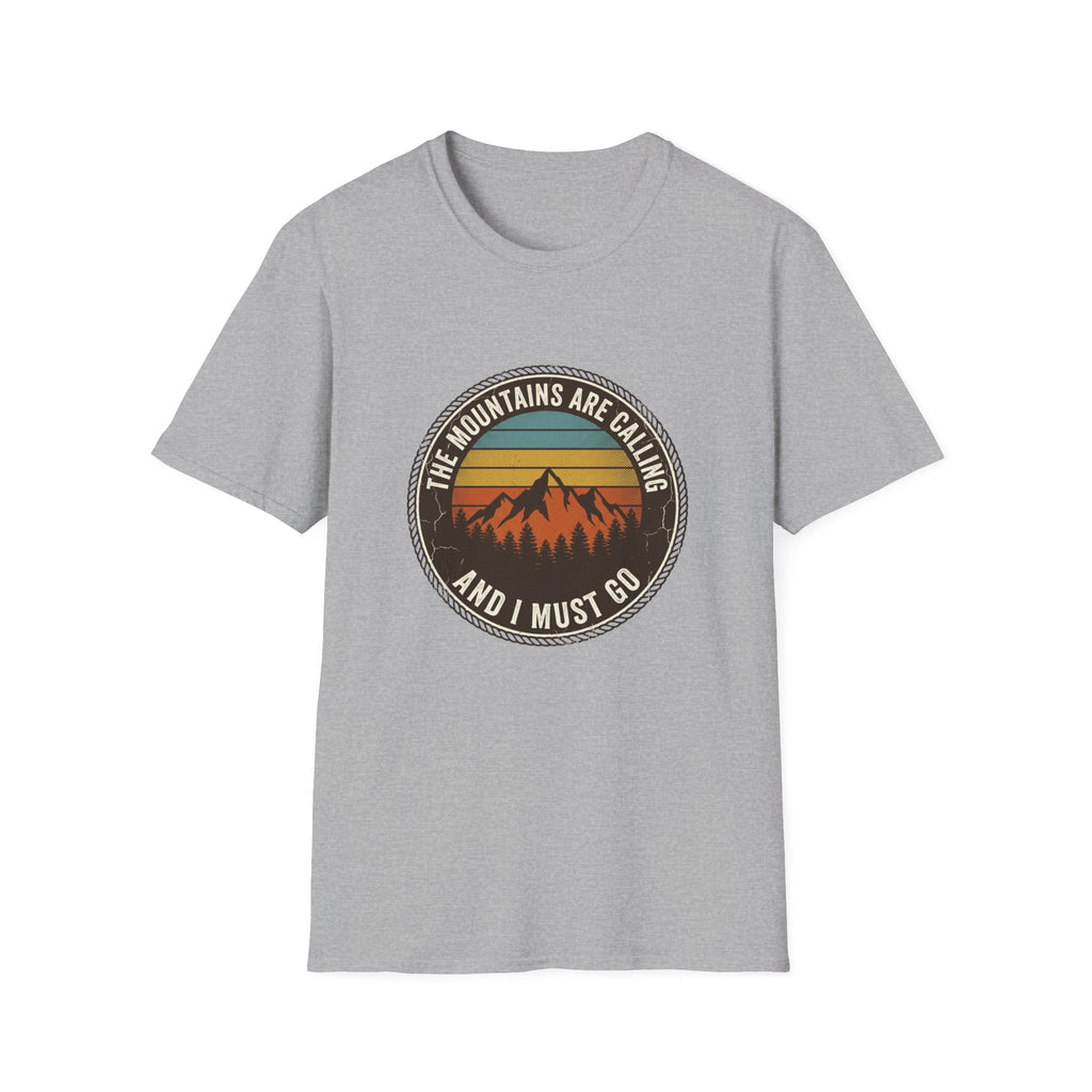 Mountains Are Calling T-Shirt — Vintage Sunset Hiking Tee