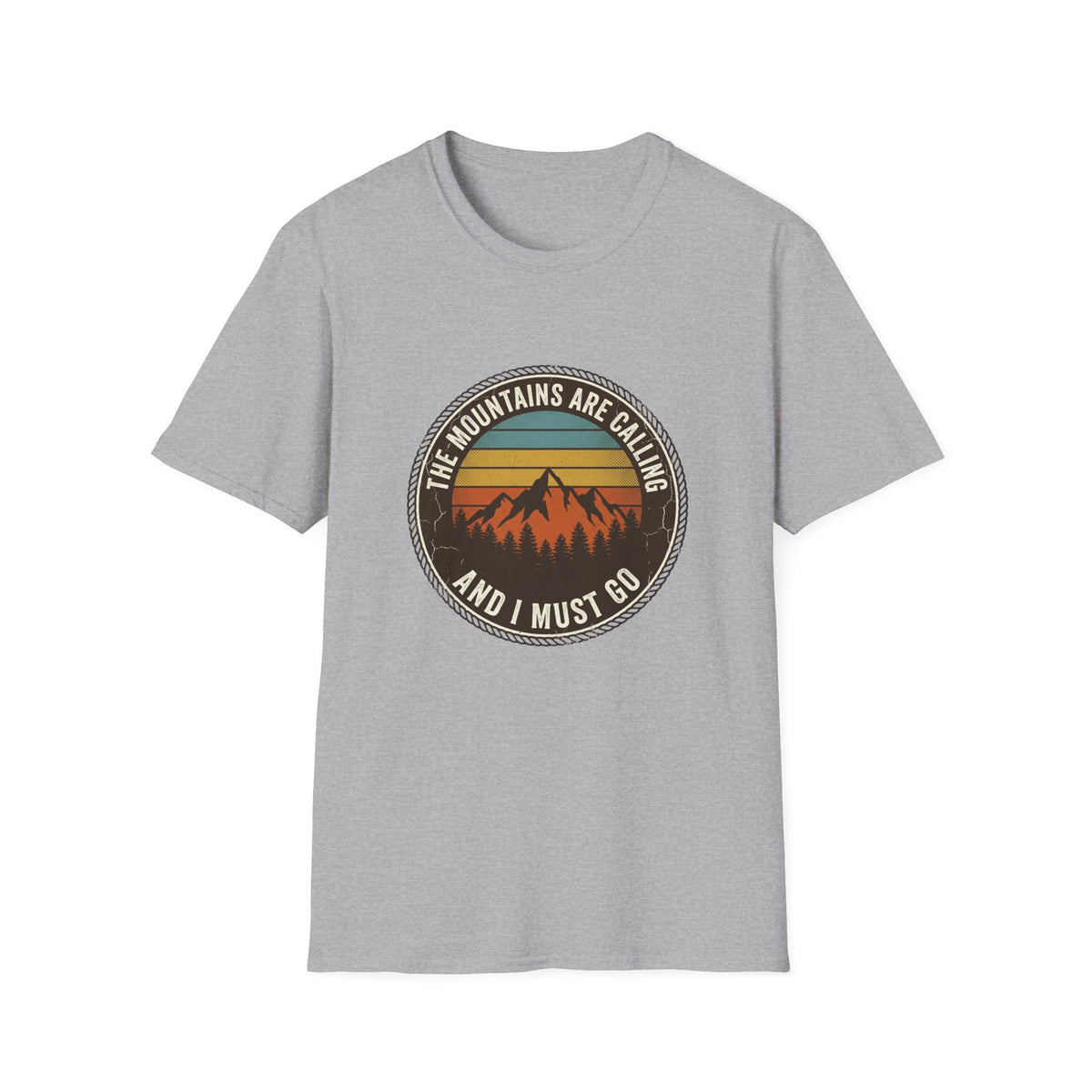 Mountains Are Calling T-Shirt — Vintage Sunset Hiking Tee