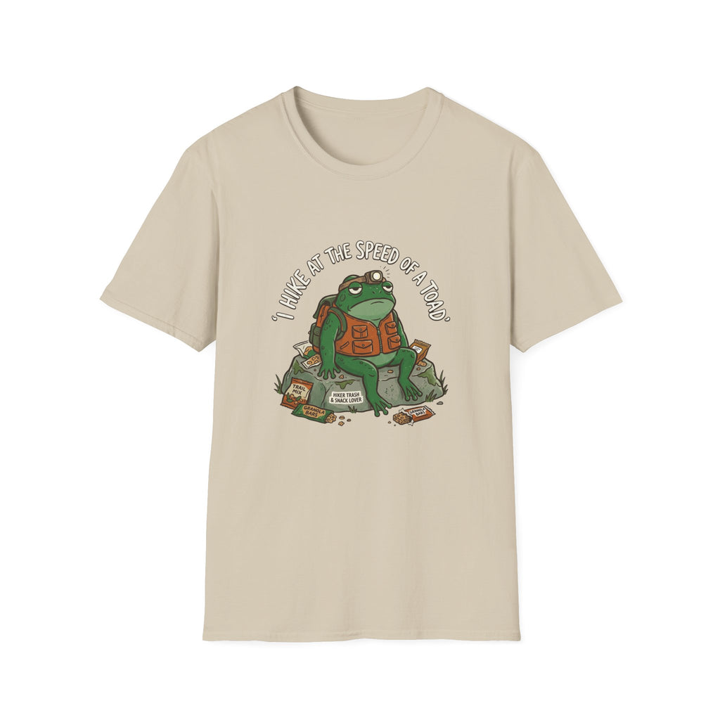 Toad Fishing T‑Shirt — "I Hike at the Speed of a Toad" Cute Outdoors Graphic Tee