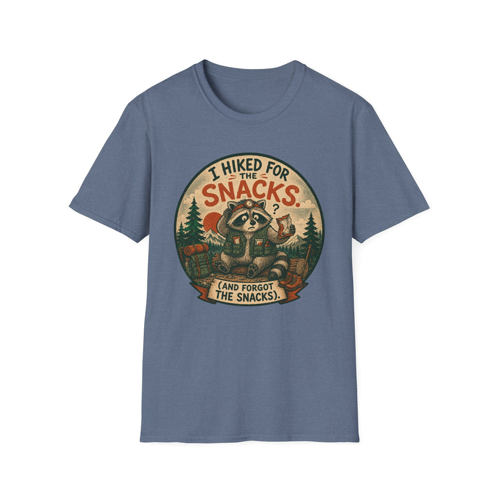 I Hiked for the Snacks T-Shirt — Funny Raccoon Hiking Tee