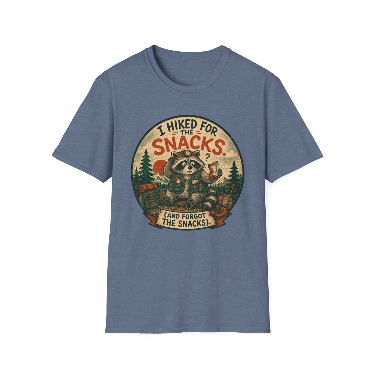 I Hiked for the Snacks T-Shirt — Funny Raccoon Hiking Tee