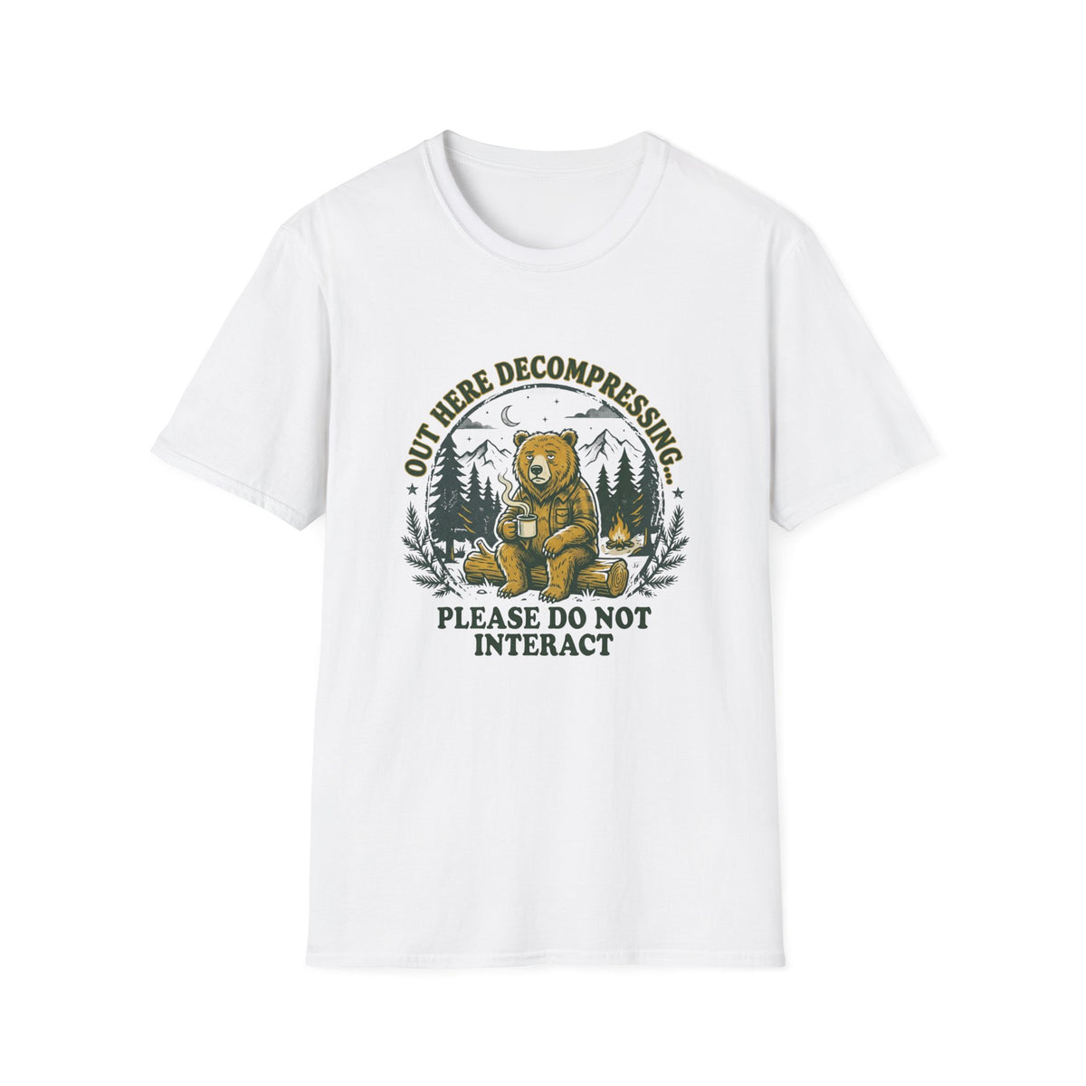 T-Shirt — 'Out Here Decompressing' Bear Graphic Tee