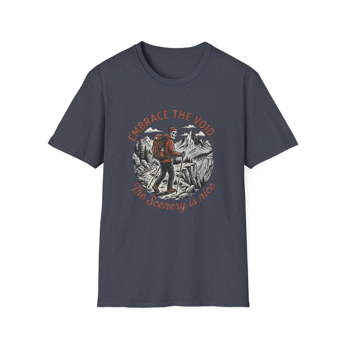 Hiking T-Shirt — "Embrace the Void" Scenic Mountain Backpacker Tee