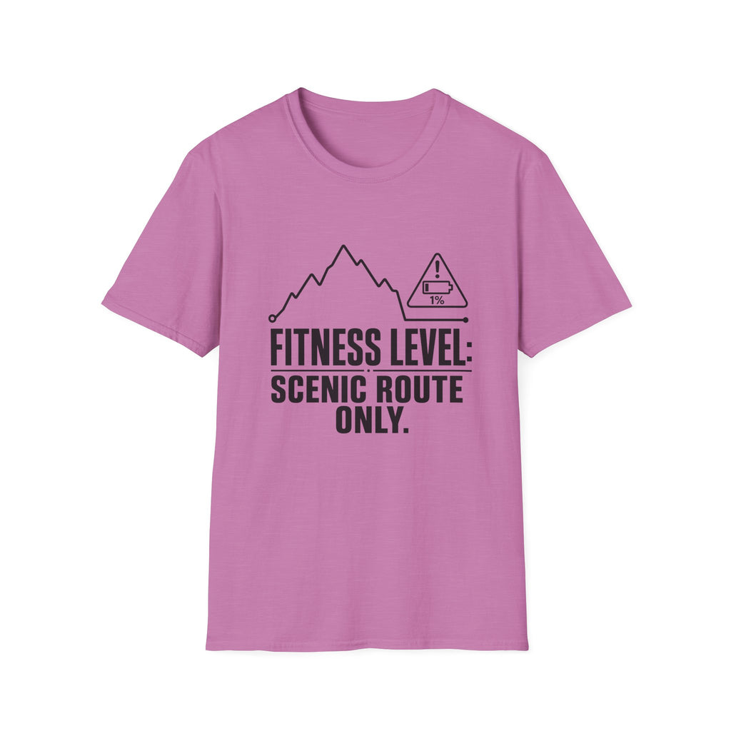 T-Shirt — "Fitness Level: Scenic Route Only" Mountain Hiking Tee