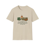 Camping Boots Graphic T-Shirt — “I’m Only Here For The Snacks And The Company” Hiking Tee