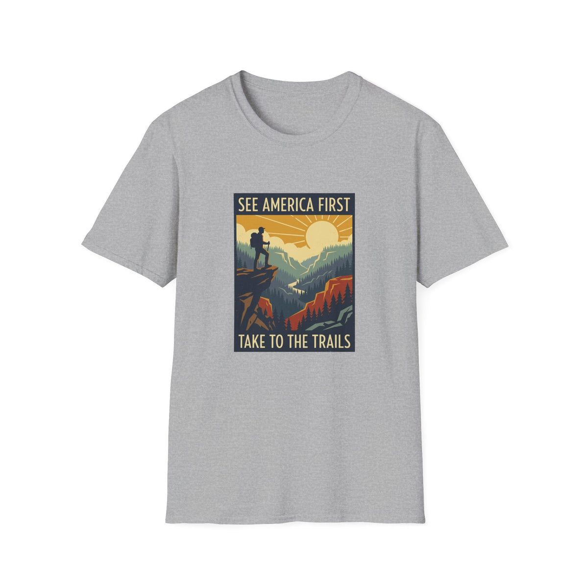 T-Shirt — "See America First: Take to the Trails" Vintage National Park Hiking Tee