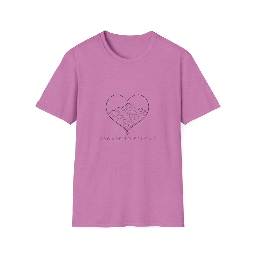 T-Shirt — Minimal Mountain Heart Outline Tee (Peace & Bliss)