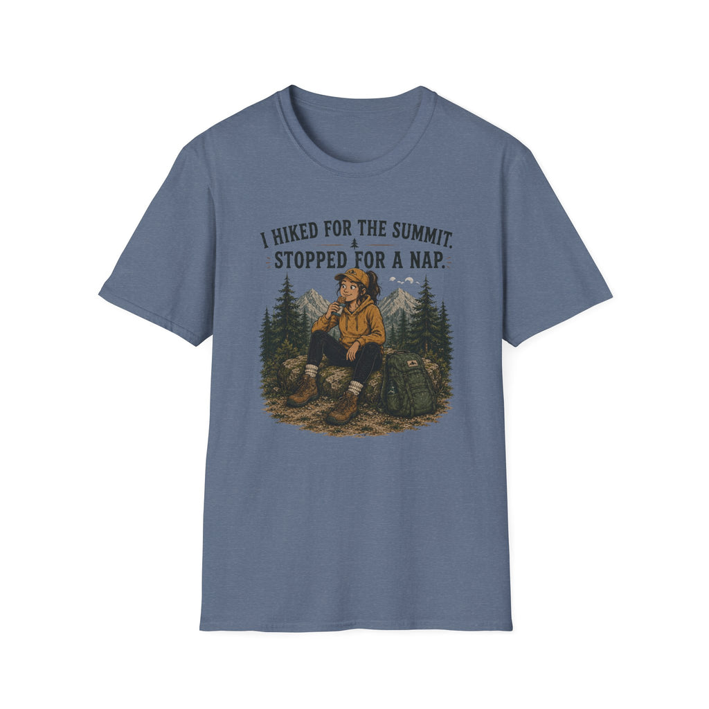 Hiking Nap T-Shirt — "I Hiked for the Summit, Stopped for a Nap" Outdoor Tee