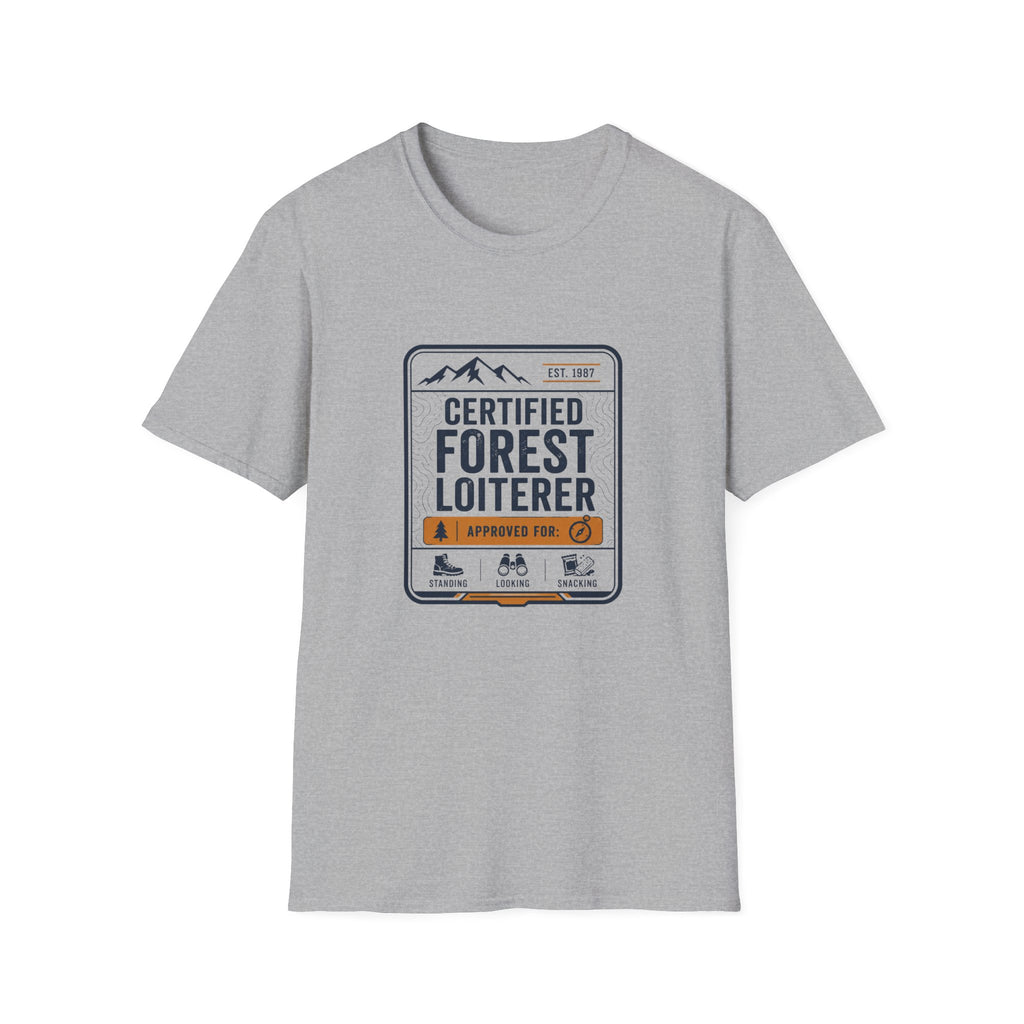 Forest Loiterer T-Shirt — "Certified Forest Loiterer" Retro Outdoor Tee