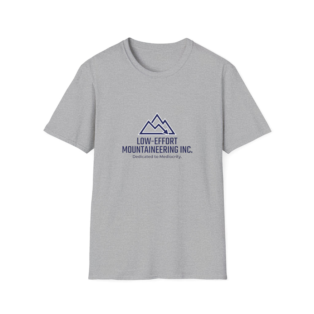 Low-Effort Mountaineering Inc. T-Shirt — Funny Mountain Logo Tee