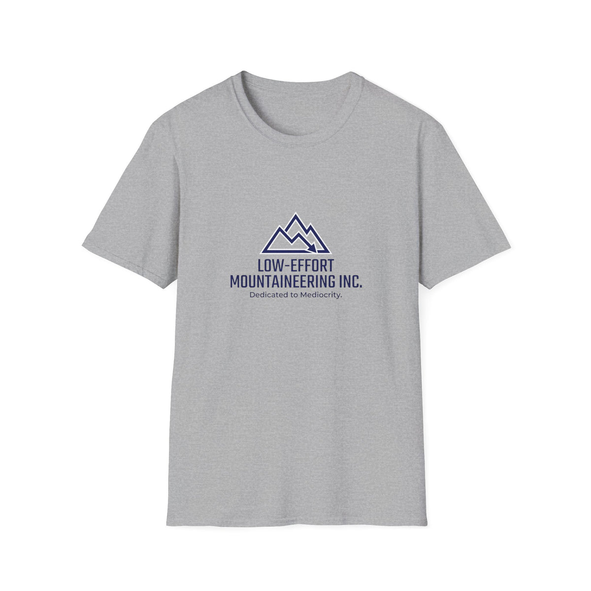 Low-Effort Mountaineering Inc. T-Shirt — Funny Mountain Logo Tee