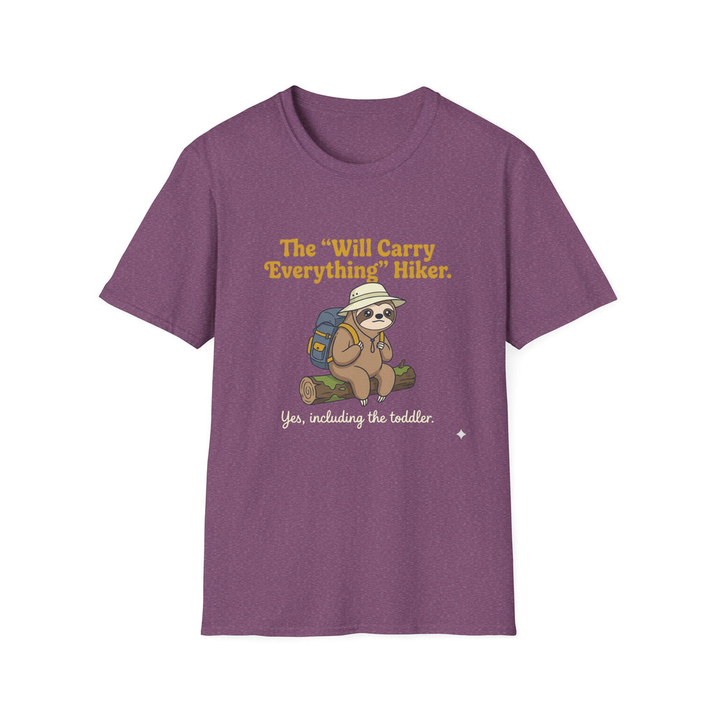 Hiker T-Shirt — "The 'Will Carry Everything' Hiker" Sloth Graphic Tee