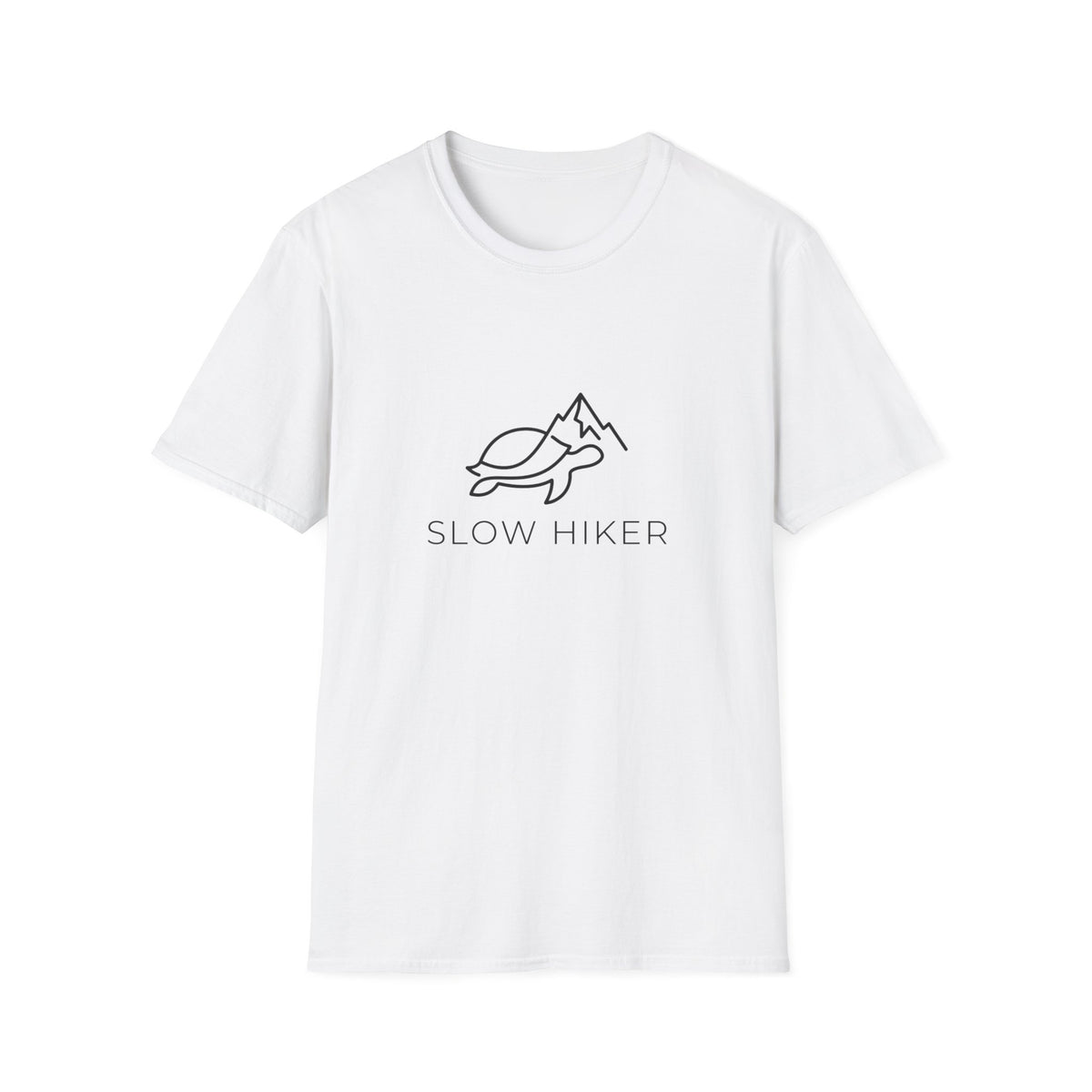 Slow Hiker T-Shirt — Minimal Turtle & Mountain Hiking Tee