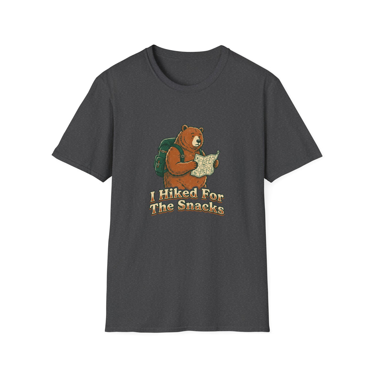 Bear Backpacker T-Shirt — 'I Hiked For The Snacks' Outdoor Adventure Tee