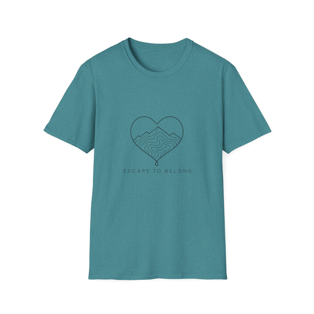 T-Shirt — Minimal Mountain Heart Outline Tee (Peace & Bliss)