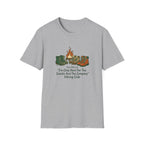 Camping Boots Graphic T-Shirt — “I’m Only Here For The Snacks And The Company” Hiking Tee
