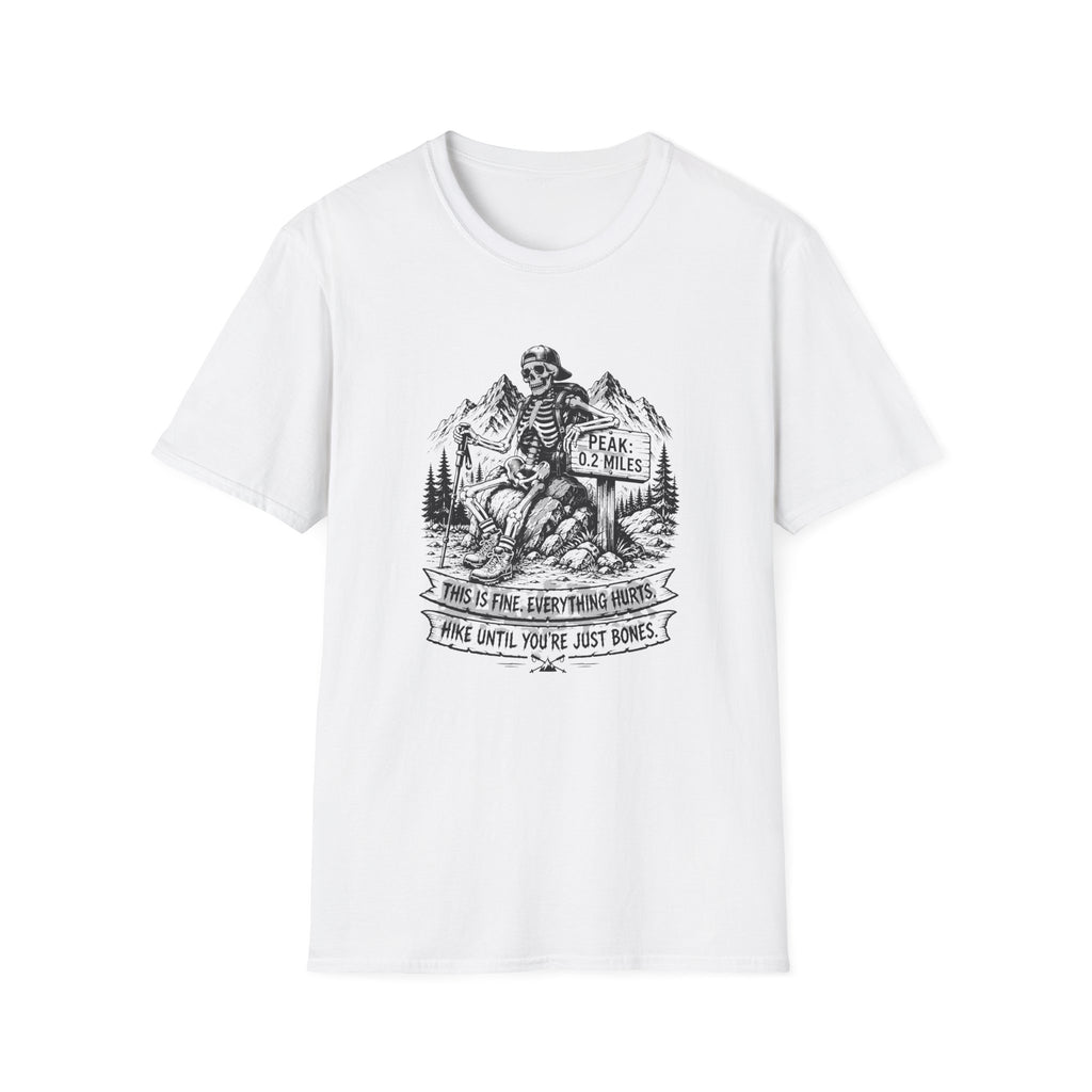 T-Shirt — Skeleton Hiker 'Peak: 0.2 Miles' Vintage Mountain Tee