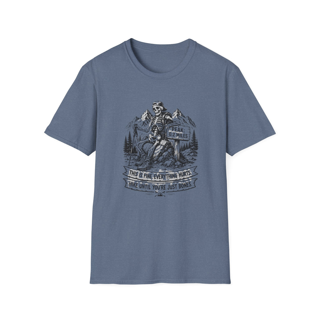 T-Shirt — Skeleton Hiker 'Peak: 0.2 Miles' Vintage Mountain Tee