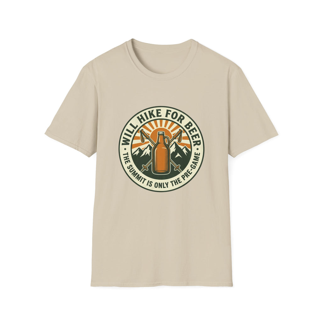 Hiking Beer T-Shirt — "Will Hike For Beer" Outdoor Adventure Tee