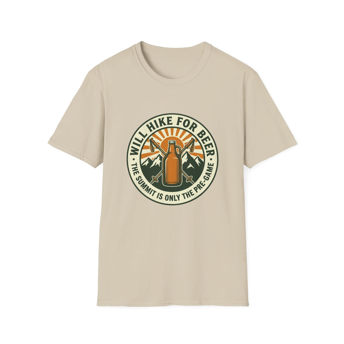 Hiking Beer T-Shirt — "Will Hike For Beer" Outdoor Adventure Tee