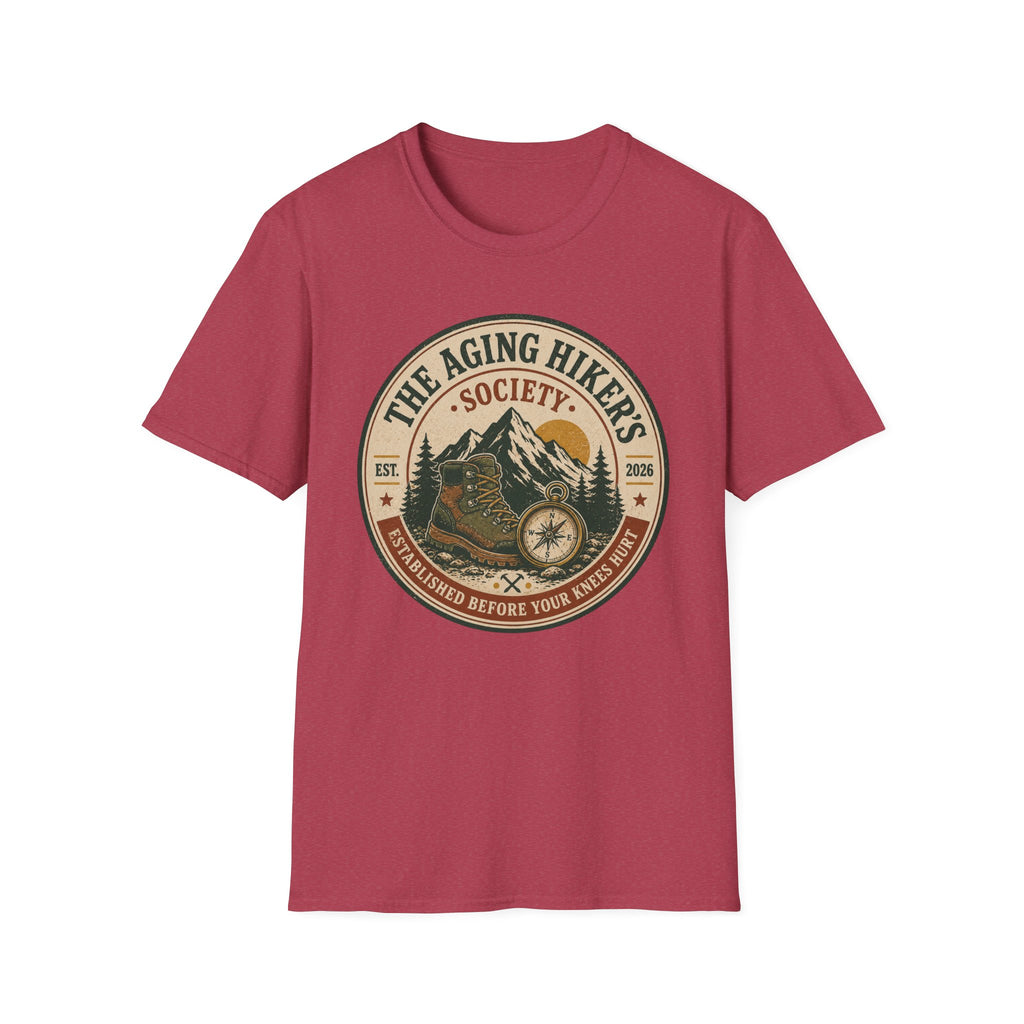 Aging Hiker's Society T-Shirt – Vintage Mountain Outdoors Adventure Tee