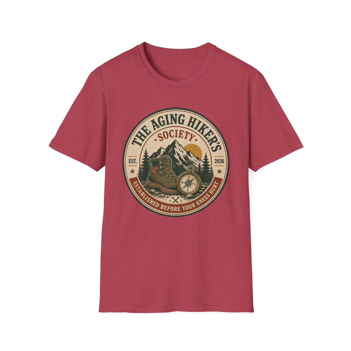 Aging Hiker's Society T-Shirt – Vintage Mountain Outdoors Adventure Tee