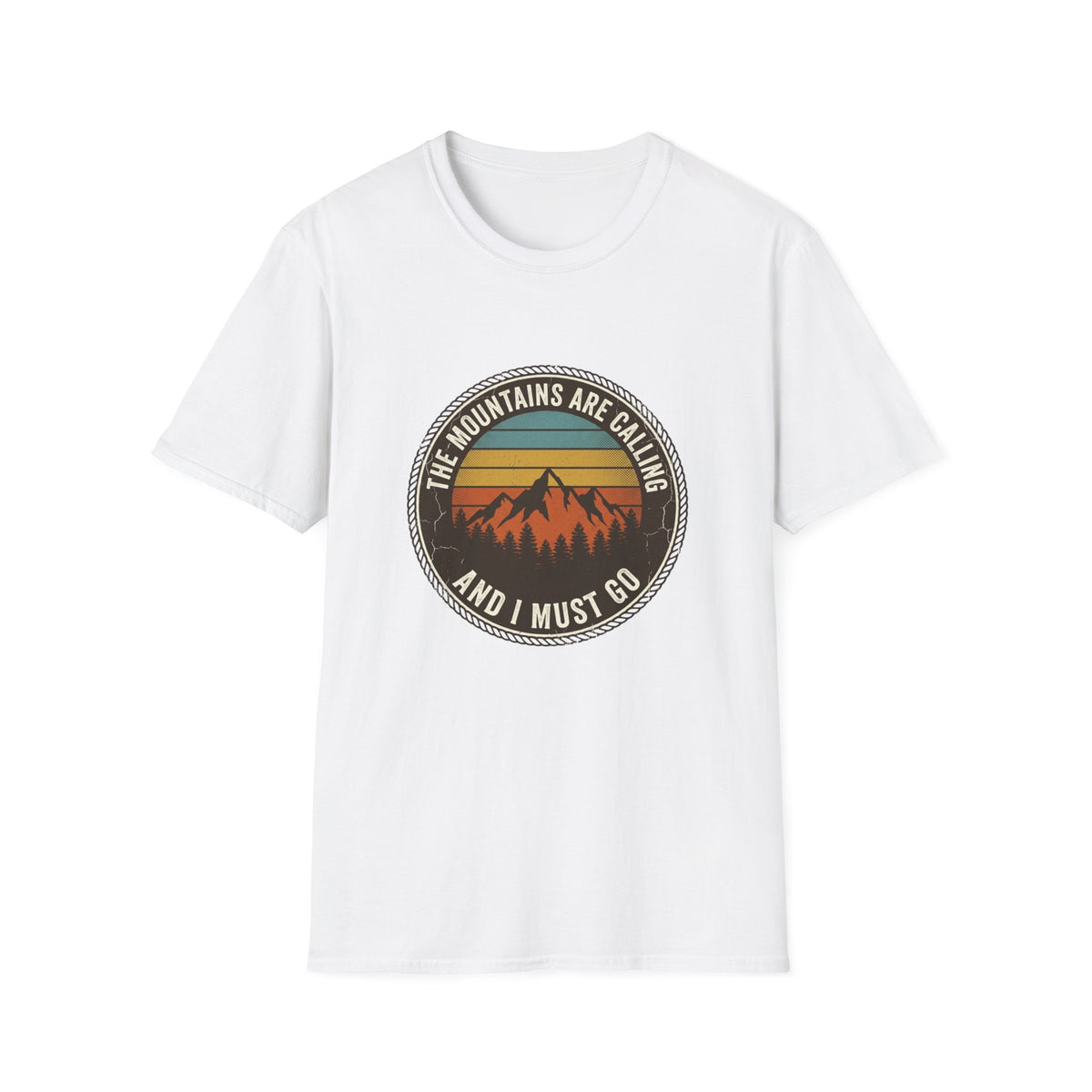 Mountains Are Calling T-Shirt — Vintage Sunset Hiking Tee