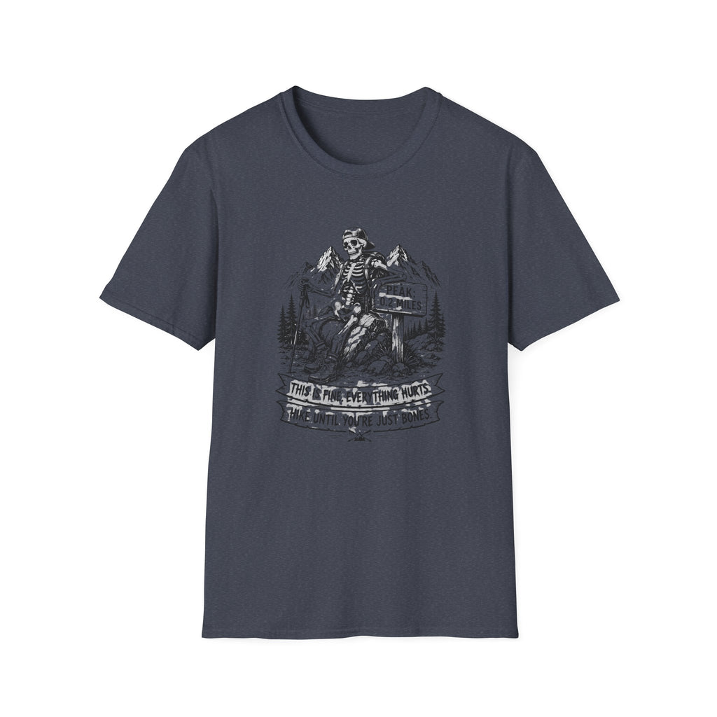 T-Shirt — Skeleton Hiker 'Peak: 0.2 Miles' Vintage Mountain Tee